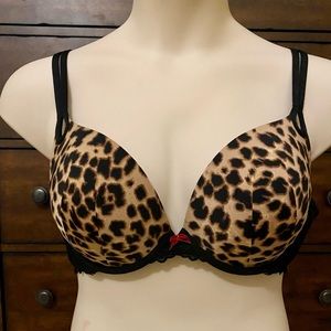 Torrid push up bra, size 42C, black and leopard print